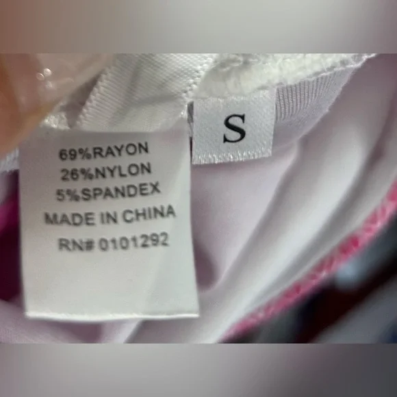 Lulu B Cropped Leggings Pink White Print - Picture 4 of 4